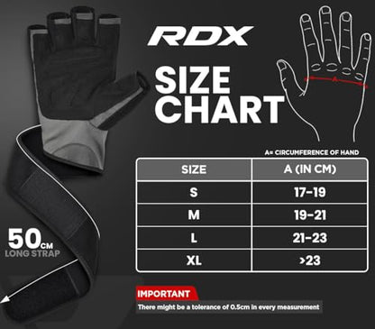 RDX Weight Lifting Workout Gloves with Wrist Support, 50 CM Long Wrist Straps, Anti Slip Padded Palm, Breathable Gym Grip for Fitness Training Powerlifting, Men Women Bodybuilding Exercise