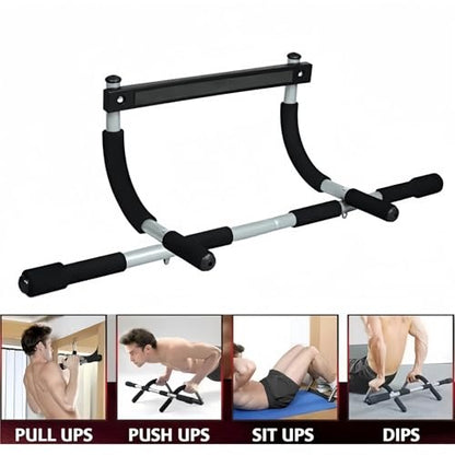 Doorway Pull Up Bar | Heavy-Duty Steel Multi-Function Fitness Chin Up Bar, Max Limit 330 lbs, Fits Standard Door Frames, No-Drill Design for Home Strength Training, Pull-ups and Push-ups