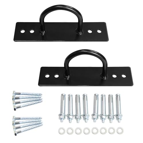 2 Sets Battle Rope Anchor, Wall Ceiling Mount Bracket for Suspension Strap, Yoga Swing & Hammock, Body Weight Strength Training Systems