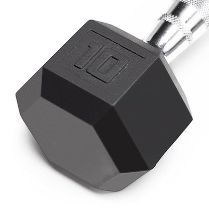 Marcy Classic Rubber Hex Dumbbell with Knurled Grip for Strength Training and Bodybuilding, 5lb - 50lb Single Dumbbell for Exercise & Fitness, Sold Individually - style: 10lb, Single