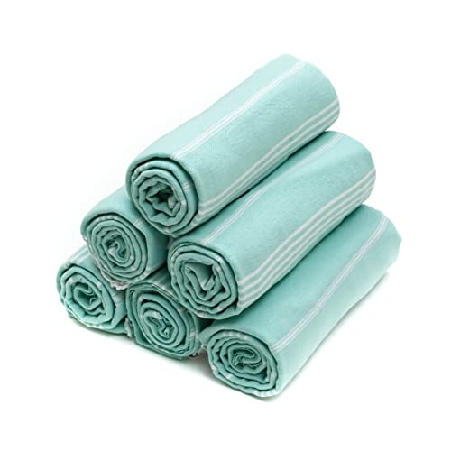 HAVLULAND Turkish Beach Towels, Set of 12, Oversized 72"x40" - Aqua - color: Aquamarine, size: 12 Pack
