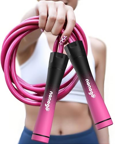 nonogo 1.1LB Weighted Jump Rope for Women – Adjustable 10mm Heavy PVC Skipping Rope for Fitness, Ideal for High-Intensity Training, MMA, Boxing, CrossFit, Weight-loss Workouts - color: Purple Handle + Purple Rope