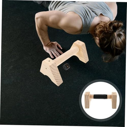 POPETPOP 2pcs Wooden Push- Non- Base Parallettes Bars for Floor Exercise for Handstand Training and Calisthenics Suitable for Men and Women