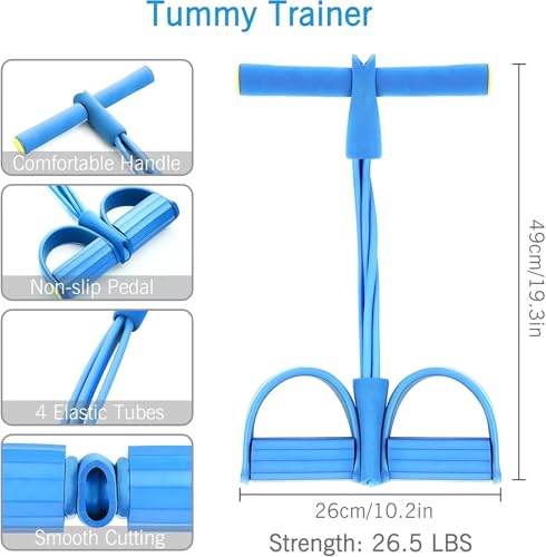 21 Fitness Resistance Bands-4 Tube Pedal Ankle Puller - 2023 New Sit up Leg Stretch Rope Exercise Bands with Handles, Stretching Workout Fitness Bands for Arm Weights Exercise Equipment - color: Blue