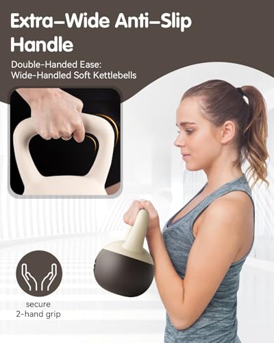 Soft Kettlebell - Cushioned Impact-Resistant Base and Anti-Slip - color: Black-White