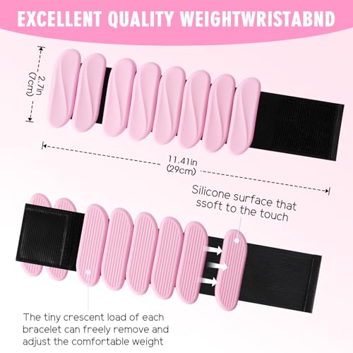 Wrist Weights, 2Pack Wearable Wrist Ankle Weights for Women and Men, Adjustable Silicone Arm and Leg Wrist Bracelets for Walking, Yoga, Pilates and Gym, 2lb - color: Pink