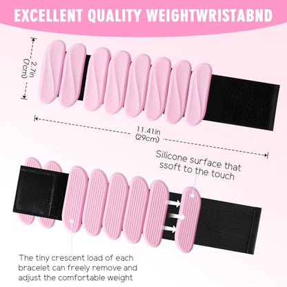 Wrist Weights, 2Pack Wearable Wrist Ankle Weights for Women and Men, Adjustable Silicone Arm and Leg Wrist Bracelets for Walking, Yoga, Pilates and Gym, 2lb - color: Pink