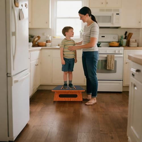 5.5" One Step Stool for Adult & Toddler, 400 Lbs Heavy Duty Platform with Non-Slip Rubber, Multi-Functional Portable Kitchen Step Stool Suitable for Stairs, Bathroom, High Bedside, Office and Outdoor - style: Wood