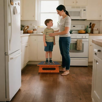 5.5" One Step Stool for Adult & Toddler, 400 Lbs Heavy Duty Platform with Non-Slip Rubber, Multi-Functional Portable Kitchen Step Stool Suitable for Stairs, Bathroom, High Bedside, Office and Outdoor - style: Wood
