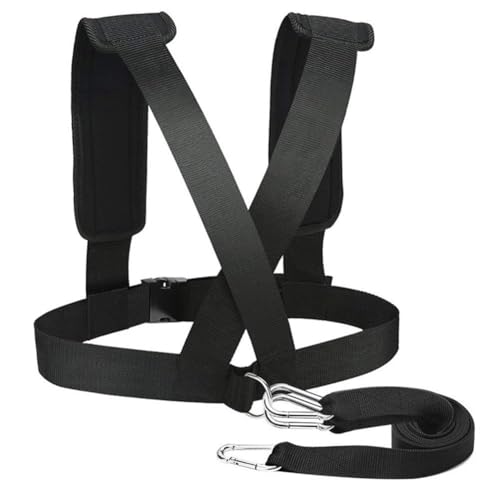 Sled Harness for Exercise, Adjustable Nylon Running Resistance Training Vest with Shoulder Pads for Football Basketball Strength Building, Black