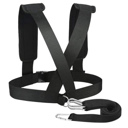 Sled Harness for Exercise Football Running Resistance Training, Adjustable Nylon Weight Pulling Belt with Shoulder Pads, 33-46 Inch Waist, 5.1ft Rope Kit