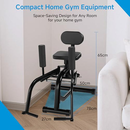 Hip Abduction & Adduction Machine: 2-in-1 Inner and Outer Thigh Trainer with Glute Workout Bench - Compact Home Gym Strength Training Equipment