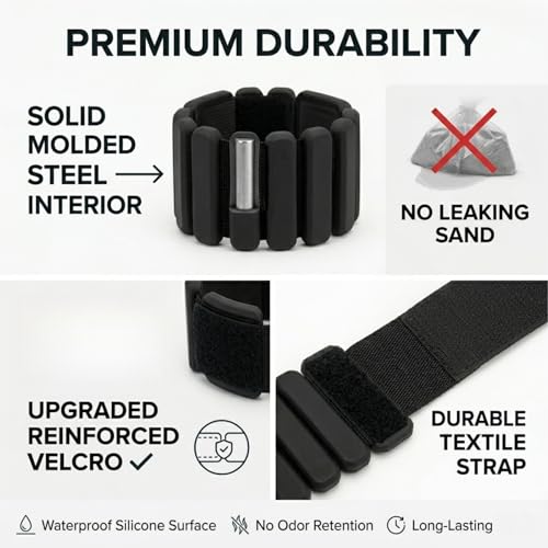 Adjustable Wrist and Ankle Weights, 2lb Pair (1lb Each) Soft Silicone Wearable Weights for Women & Men, Waterproof Arm Weights for Yoga, Pilates, Walking, Running, Barre, Home Workout (pink)