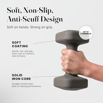 WeGym SafeGrip Square Dumbbells with Anti Slip Handles, Aesthetic Free Weights for Home Workouts, Stable Design Prevents Rolling during Floor Exercises - color: Slate, style: 8LB Pair