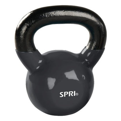 SPRI Kettlebell Weights Deluxe Cast Iron Vinyl Coated Comfort Grip Wide Handle Color Coded Kettlebell Weight Set