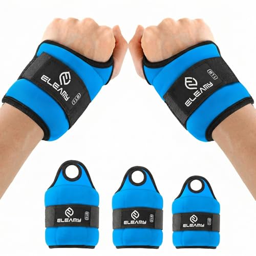 ELEAMY Wrist Weights for Women & Men - 0.5/1/1.5/2/3lb*2 Pairs - color: Black-Blue, size: 3.0 Lbs Each (6.0 Lbs Pair)
