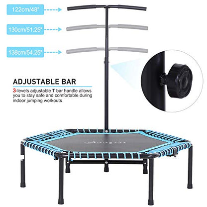 Foldable Mini Trampoline Fitness Rebounder with Adjustable Foam Handle, Exercise Trampoline for Adults Indoor/Garden Workout