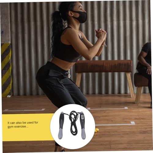 BESPORTBLE Smart Counting Jump Rope for Adults, Steel Wire Skipping Rope with Digital Counter, Black-grey Long Cable Fitness Training Tool for Outdoor Exercise
