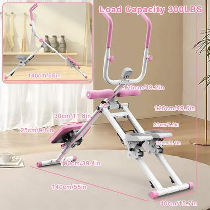 2-in-1 Stair Stepper & Ab Machine, Multi-Function Vertical Climber for Home Gym, Full-Body Cardio & Core Workout Equipment with Adjustable Handlebar, Silent Rollers, 300 LBS Capacity