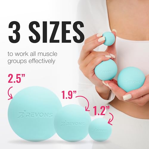3 in 1 Massage Ball Set - Lacrosse Balls for Myofascial Release, Back Pain Relief, Face Fitness, Trigger Points, Yoga, Physical Therapy, Muscle Recovery and Soft Deep Tissue Massage (Turquoise)
