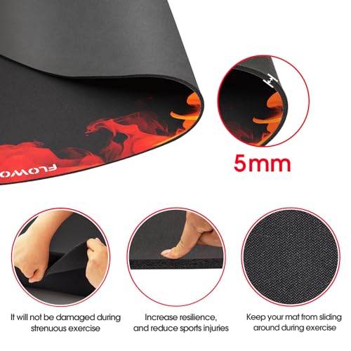 Cheete Jump Rope Mat Large Rubber Exercise Mat Indoor Outdoor Shock Absorbing Mat Non-Slip Oval Design for Floor & Rope Protection, Workout Mats for Home Gym Flooring