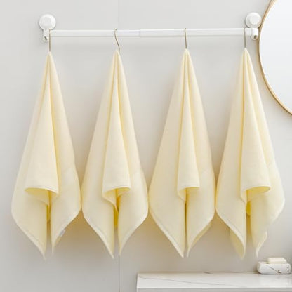 Extra Large Hand Towels for Bathroom - 4 Pack 100% Cotton Bath Towel Set 40 x 20 Inches, Larger & Lighter Weight, Quicker to Dry, Super Soft and Absorbent, Beige Hand Towels Perfect for Bathroom - color: Beige
