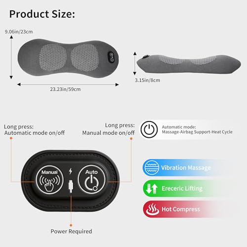Lower Back Massager, with Heat and Vibration | 3-In-1 Stretch & Massage, Adjustable Modes, Memory Foam Lumbar Pad for Daily Relaxation, Fits Most Chairs, Sofas & Beds