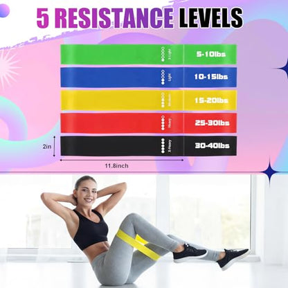 Resistance Bands Set, Long and Fabric Loop Bands for Working Out Exercise Stretching & Physical Therapy – Booty, Glute, Mini & Ankle for Home, Gym, Travel & Rehab