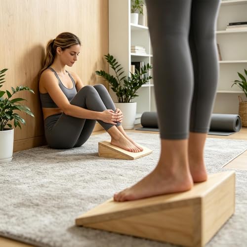 Calf Stretch Board - Adjustable Wooden Slant Board, Multifunction Foot Stretch Trainer | Incline Calf Stretcher for Ankle Mobility Support Balance Fitness Training Yoga Pilates Home Gym Use