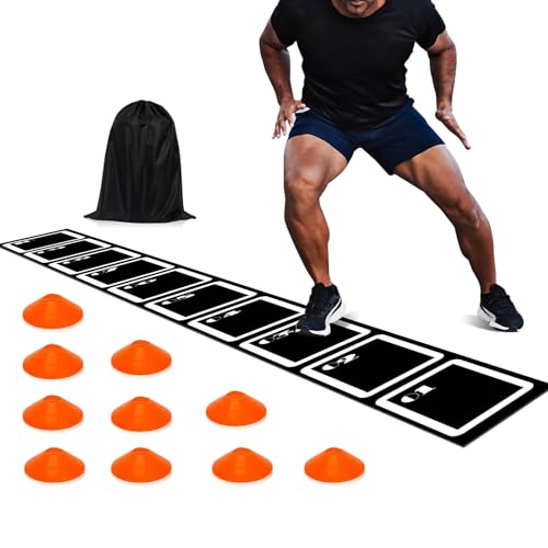 Agility Ladder Set: 15ft Rubber Non-Slip Agility Training Ladder with 10 Soccer Cones for Outdoor Agility Training| Basketball Fitness Soccer Training Equipment for Adults Youth