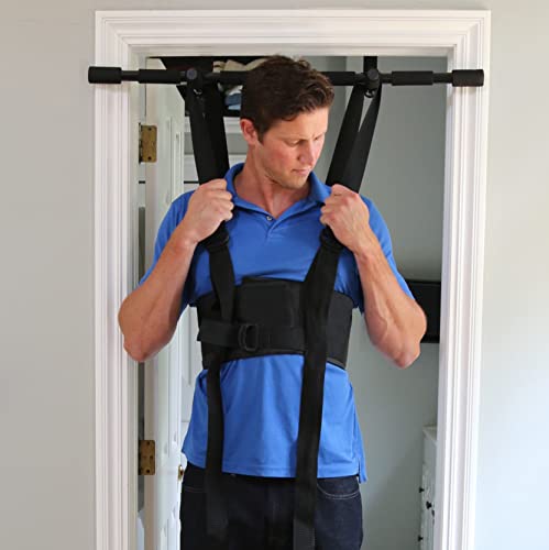 Sit and Decompress Back Stretcher 3 Minutes A Day Lumbar Traction Spinal Decompression - Inversion Table Alternative (Medium Harness No Bar) - size: Medium Harness (No Bar)