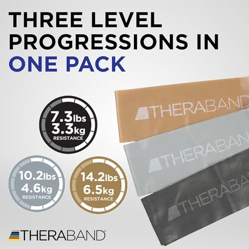 THERABAND Resistance Band Loop Set of 3, Exercise, 12", Black/Silver/Gold - color: Black/Silver/Gold, size: 12 inch