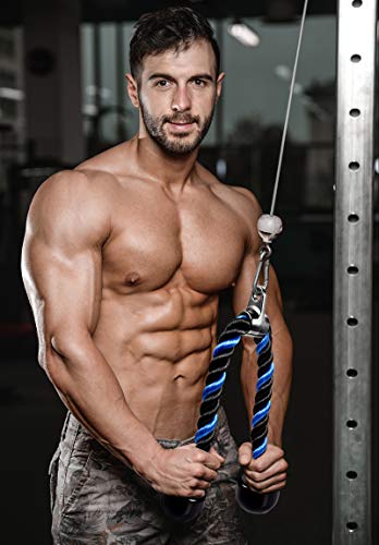 Deluxe Tricep Rope Pull Down Cable, 27 & 36 Inch Rope Length, Easy to Grip & Non-Slip Cable Attachment for Gym Workout Exercise - color: Blue&Black-27''