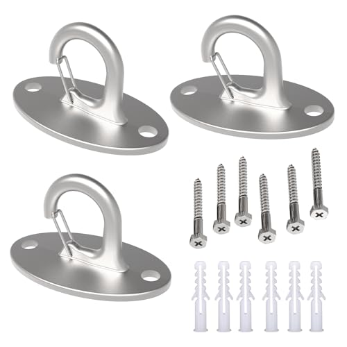 FITKIT 3-Pack Wall Mount Anchor for Resistance Bands, 304 Stainless Steel No-Weld Design with Spring Snap for Home Gym & Suspension Straps
