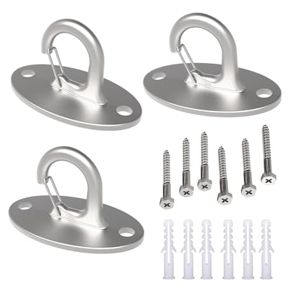FITKIT 3-Pack Wall Mount Anchor for Resistance Bands, 304 Stainless Steel No-Weld Design with Spring Snap for Home Gym & Suspension Straps