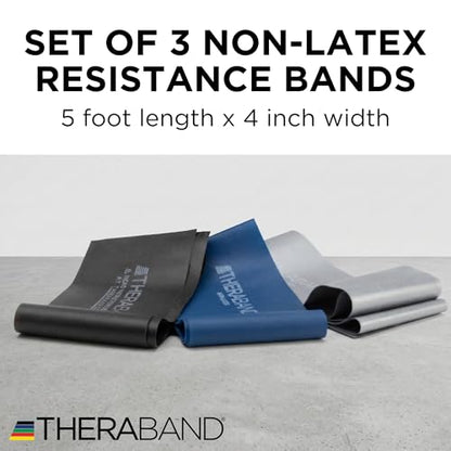 THERABAND Resistance Bands Set, Elastic Bands for Exercise & Physical Therapy, Strength Training for Upper & Lower Body Fitness