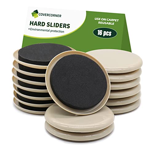 Furniture Sliders for Carpet 16 PCS - 3 1/2" Beige - size: 16 PCS 3 1/2 inch Beige