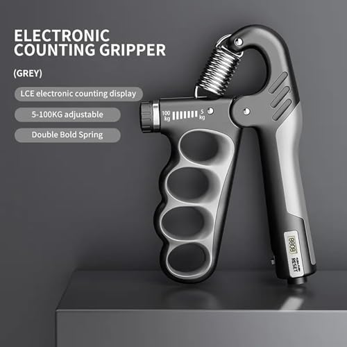 5-Piece Hand Grip Strengthener Exercise Kit - Adjustable Resistance (5-100kg) With Digital Display Forearm Grip + Finger Stretcher + Pressure Relief Ball Suitable for Athletes / Musicians Hand Training and Injury Recovery Tool