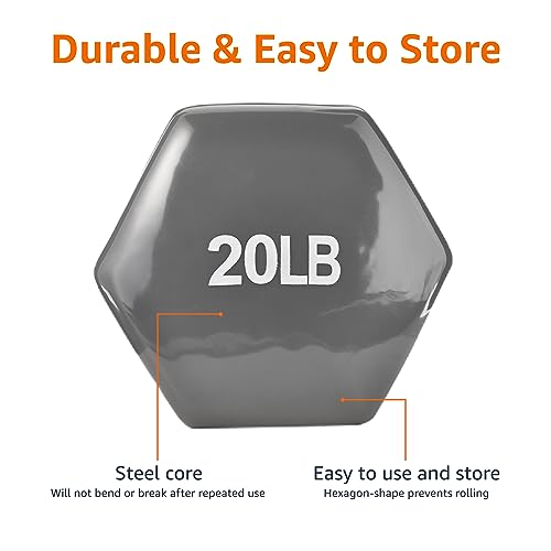Amazon Basics Vinyl Coated Dumbbell Hand Weights - style: 20 Pounds, Pair