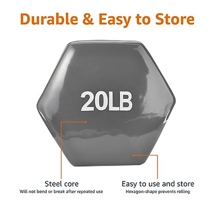 Amazon Basics Vinyl Coated Dumbbell Hand Weights - style: 20 Pounds, Pair