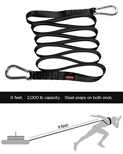 Two 9 Feet Long Sled Straps with Steel Snap Hooks - Made in USA