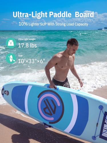 Niphean Extra Wide Paddle Board with StabilTrac Fin, Stable Inflatable Paddle Board with SUP Accessories, 10' Rigid Stand Up Paddle Board Extended Non-Slip EVA Deck for Yoga, Adults and Beginners