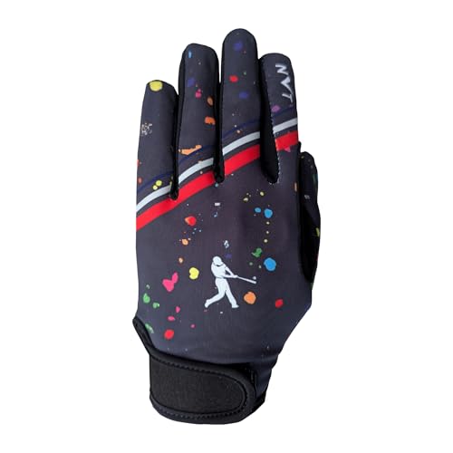 NVT Baseball Batting Gloves Youth & Adult Men Women- Padded Softball Batting Gloves with Super Grip Silicone Palm, Breathable Flexible Fit- Baseball Gloves for Kids Boys Girls - color: Red, size: Adult Large
