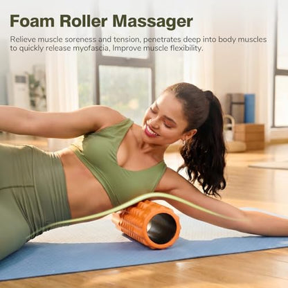 5 in 1 Foam Roller Set for Muscle Recovery & Deep Tissue Massage - color: Orange