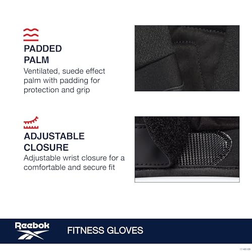 Reebok Classic Fingerless Gloves Lightweight Fitness & Weight Lifting Gloves for Training - color: Red, size: Medium
