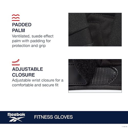 Reebok Classic Fingerless Gloves Lightweight Fitness & Weight Lifting Gloves for Training