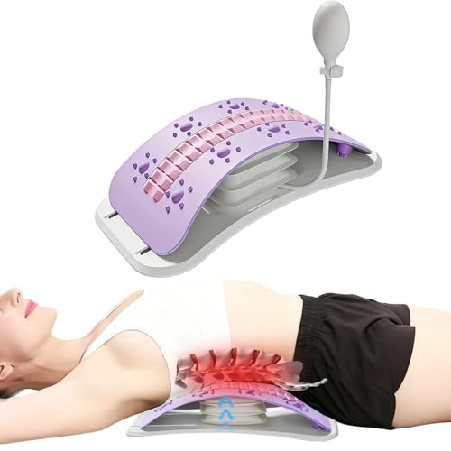 Back Stretcher for Lower Back Pain Relief, Adjustable Lumber Board for Back, Spine Stretcher for Spinal Decompression and Scoliosis, Ergonomic Spine Board with Acupressure Points (Purple)