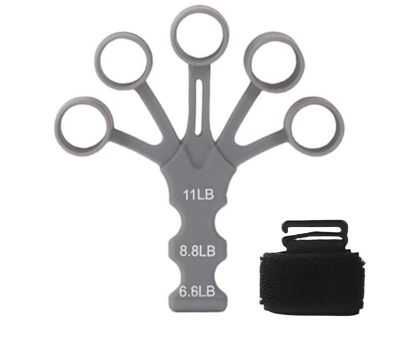 Finger Strengthener Extension Exerciser Stretcher, Strength Adjustment Finger Resistance Bands Used to Exercise Finger Strength - Gray 1PCS