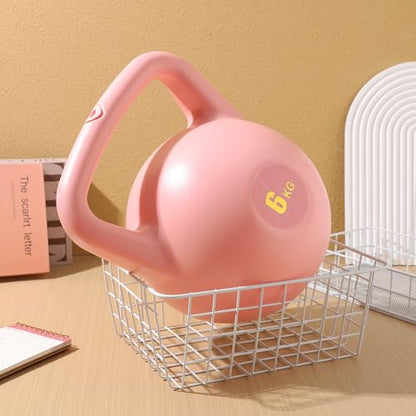 Alasum Soft Rounded Pink Kettlebell for Strength Training with Comfortable Grip Portable Home Gym Equipment for Men and Women Fitness Workouts