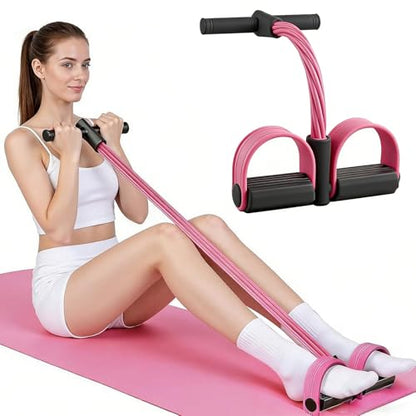 Pedal Resistance Bands with Handles, New Model 6 Tube Resistance Foot Pedal, Multifunctional Rubber Resistance Bands, Suitable for Waist, Arms, Abdomen, and Legs - color: pink